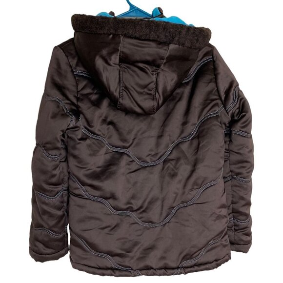 Rothschild Brown with Turquoise Trim Quilted Winter Coat GIRLS Size Large/14 - Picture 6 of 8